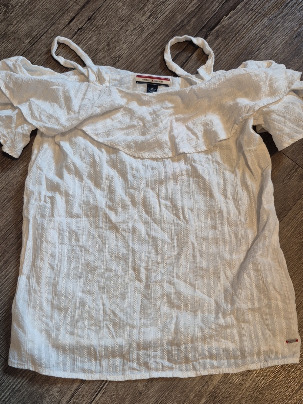 Tommy Hilfiger Cotton White Textured Off-Shoulder Camisole